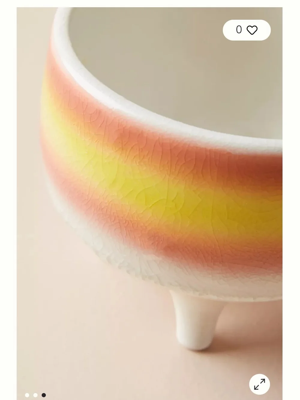 Anthropologie Glazed Tripod Planter in Pink, Yellow, Cream